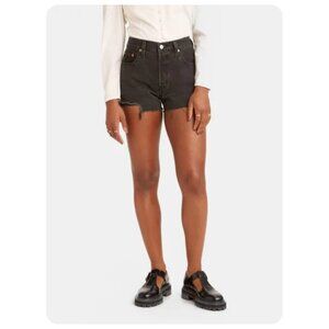 !! Levi’s 501 Lunar Black Distressed Button Fly Denim Shorts sz W30